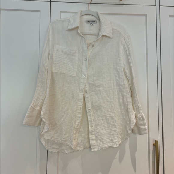 Cream distressed urban outfitters button up - Picture 2 of 4
